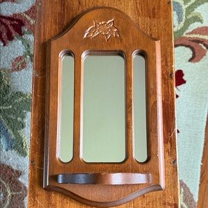 Vintage Wooden Wall Mirror with Carved Design